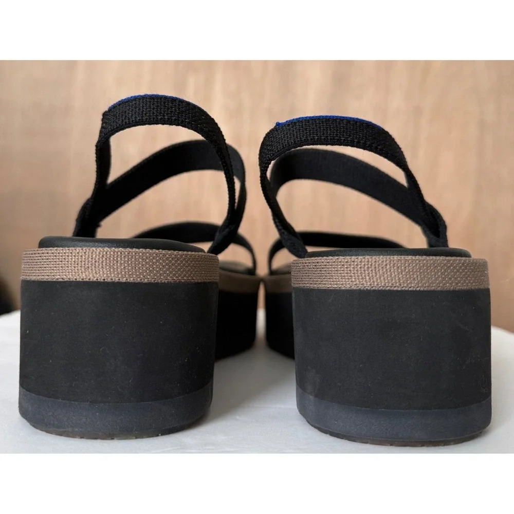 Rothy's Womens The Lightweight Wedge Sandals Black Size 9 NEW Platform Slingback